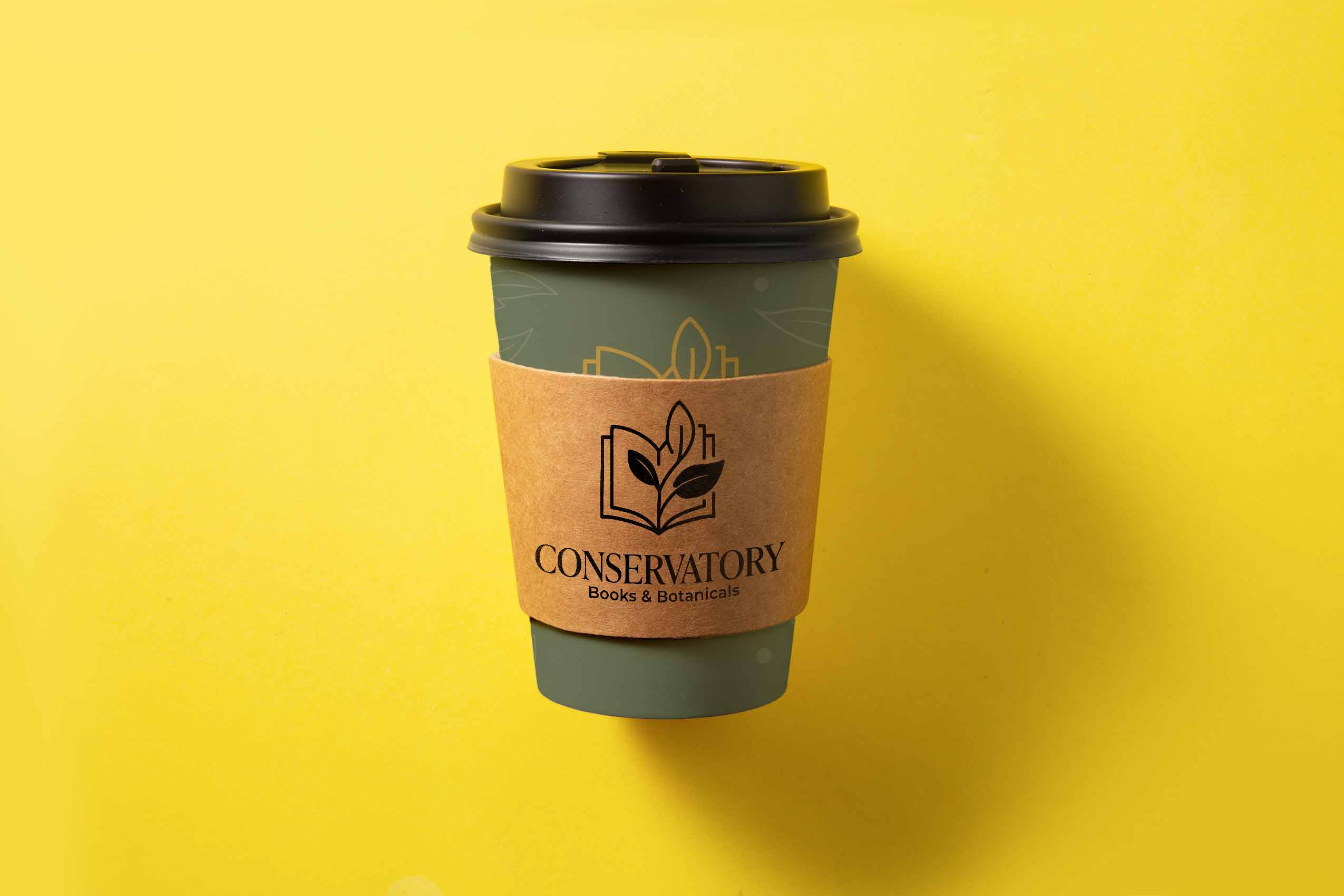 Conservatory hot coffee cup with sleeve